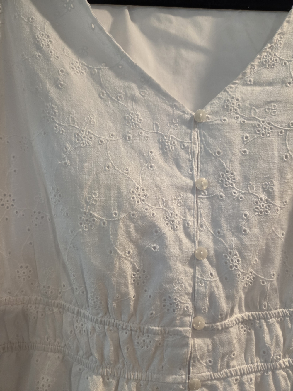White Eyelet Embroidered Boho Peplum Blouse Plus Size 3X V-Neck Top - Picture 3 of 6